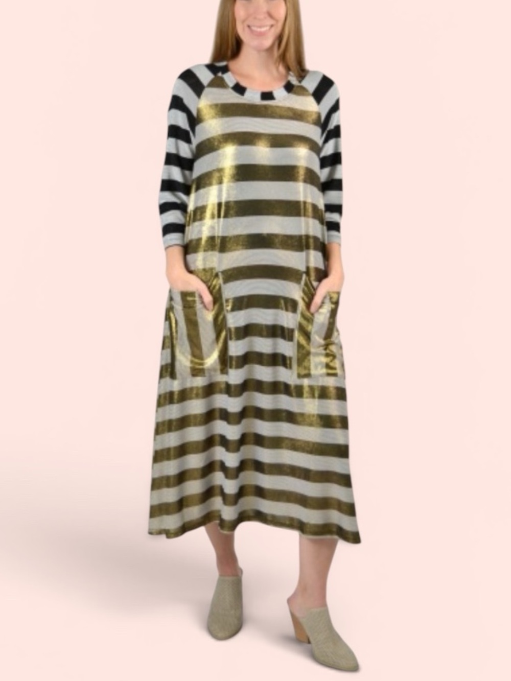ALEMBIKA Shimmer Striped Dress